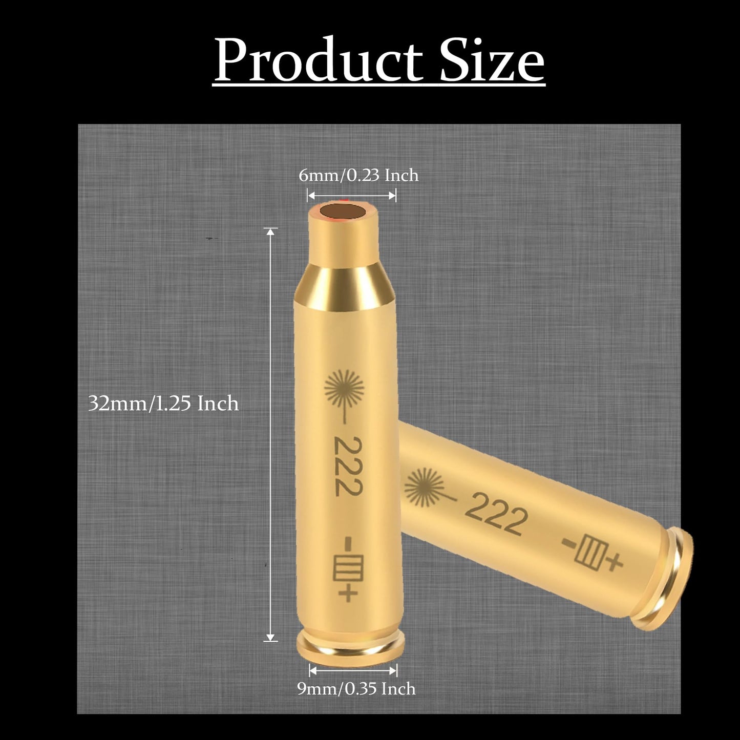 GOTICAL .222 Brass Laser Boresighter Red Dot Bore Sight 222 Red Laser Bore Sight