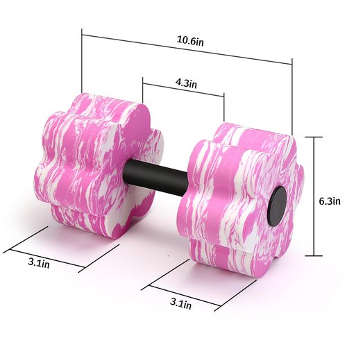 Camouflage Aquatic Dumbbells, Set of 2 Water Aerobic Exercise Foam Dumbbell Pool Resistance, Water Aqua Fitness Barbells Hand Bar Exercises Equipment for Weight Loss (Pink)
