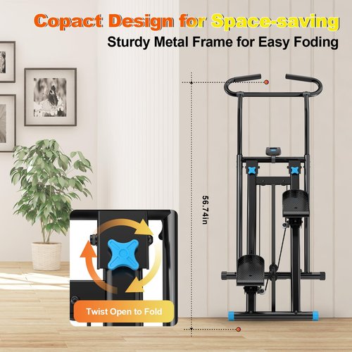 FitNexus Foldable Stair Stepper Machine for Home Gym - 350LB Capacity Cardio Climber with LCD Monitor, Non-Slip Pedals & Handbar - Compact Vertical Stepping Exercise Equipment for Legs & Glutes