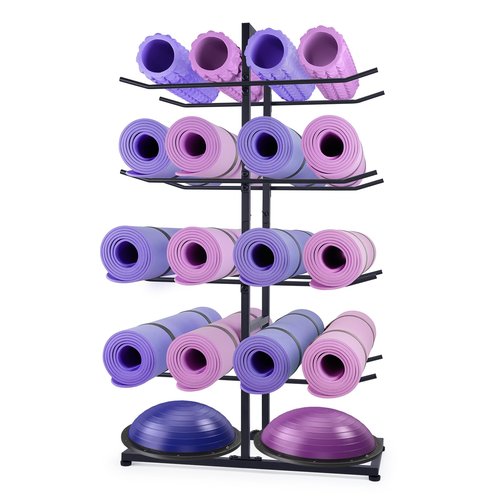 DNYLHRLZ Yoga Mat Holder Freestanding Double Sided Mat Holder and Foam Roller Holder,Holds16 Mats/foam roller/Yoga Mat Storage Rack