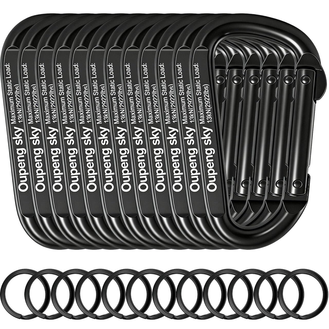 Carabiner Clip Heavy Duty - 3" Iron Carabiners 13KN (2922 lbs) Carabeaner D Shape Spring Hook Clips for Keychain Clip,Gym, Dog Leash，Hammocks，Camping, Hiking,Backpacking or Other Outdoor Activities.