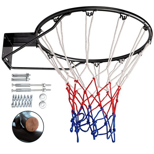 Dripex Solid Basketball Rim 18" Replacement Breakaway Wall Mounted Outdoor Heavy Duty Solid Steel 18 Inch Rim Double Spring with All Weather Net (Black)