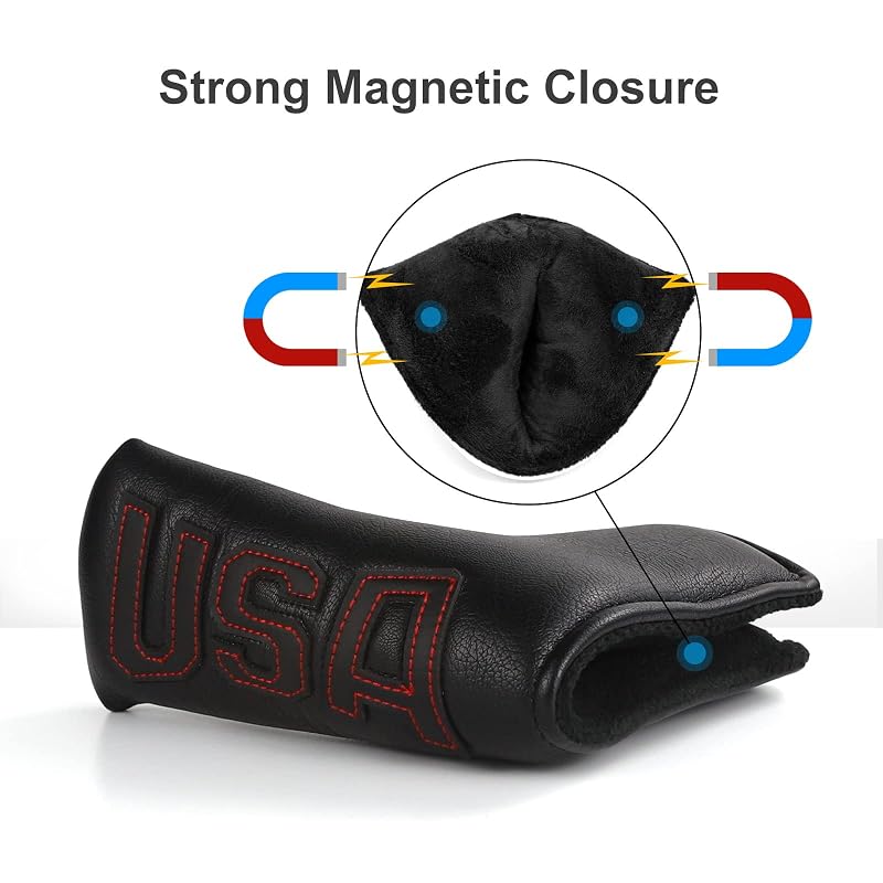 Golf Putter Head Cover Leather Magnetic Blade Headcover — Fits Most Brands