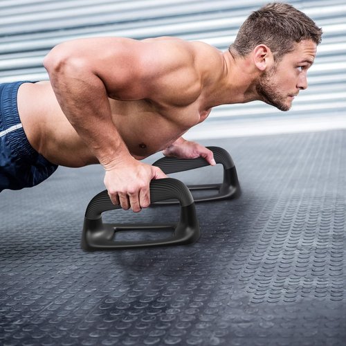 Kipika Push Up Bars, Pushup Stands With Thickened Soft Plastic Handle, Stable and Non-Slip Base, Pushup Handles Perfect for Floor Strength Training (Black)