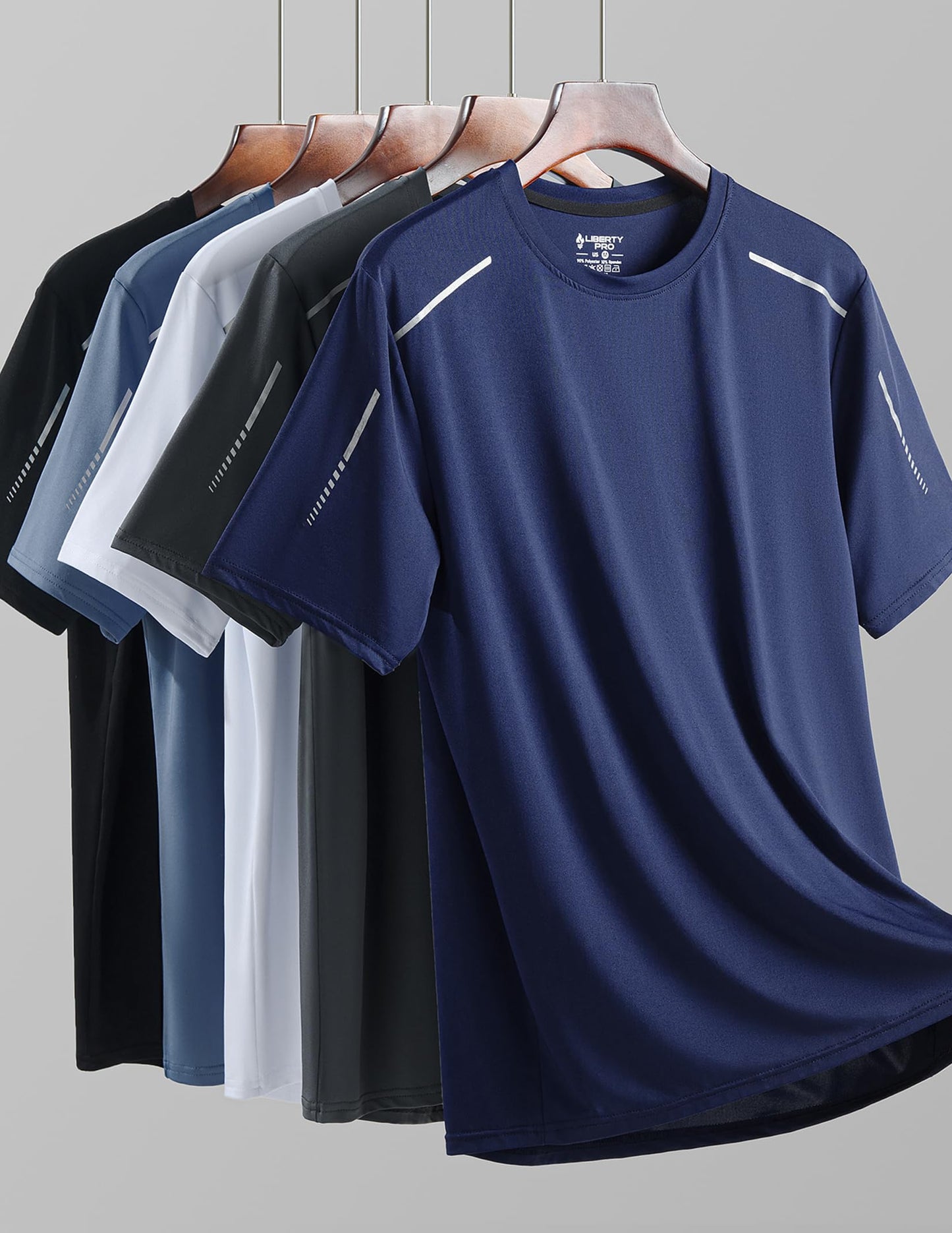 5 Pack Men’s Active Quick Dry Crew Neck T Shirts | Athletic Running Gym Workout Short Sleeve Tee Tops Bulk (Set 17, 3X-Large)