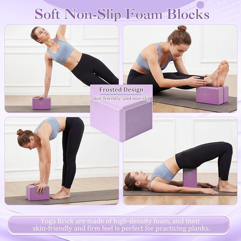6-in-1 Yoga Ball Set with Blocks, Strap & Pump — Purple