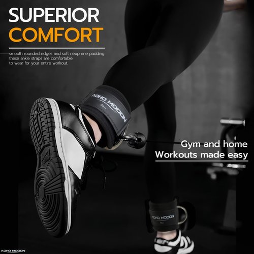 AOHO MOOON (Pair) Comfortable Adjustable Ankle Straps for Cable Machines Women