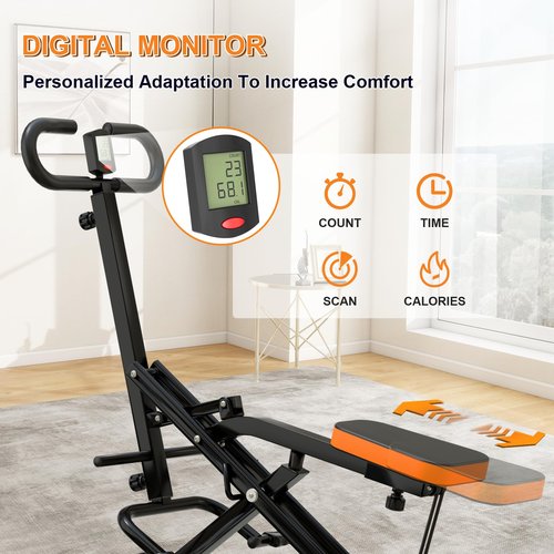 Canisflax Squat Machine for Home, Squat Assist Trainer with Adjustable Resistance, Foldable Rowing Machine, LCD Display, Exercise Trainer with 265LBS Capacity for Glutes Legs Workout, Black