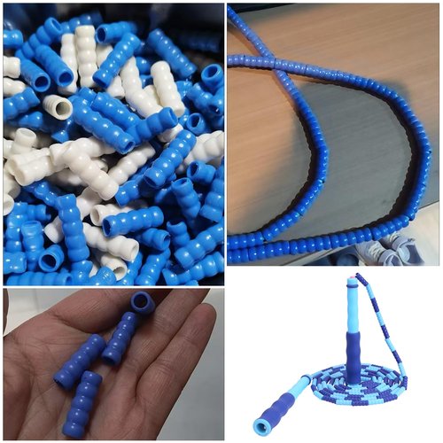 SquEqu 50 Pack Beaded Jump Rope Beads Replacement Tangle-Free Segmented Skipping Rope Rubber Bead Barrel Parts for Soft Beaded Skipping Ropes Cable Adults Kids Adjustable Segmented Jumping Rope