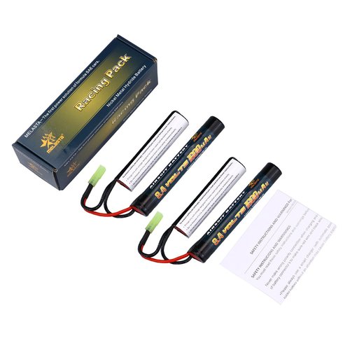 melasta 2 Pack 8.4V 1600mAh Butterfly Nunchuck NIMH Battery Pack Compatible with Mini Tamiya Connector Airsoft Guns