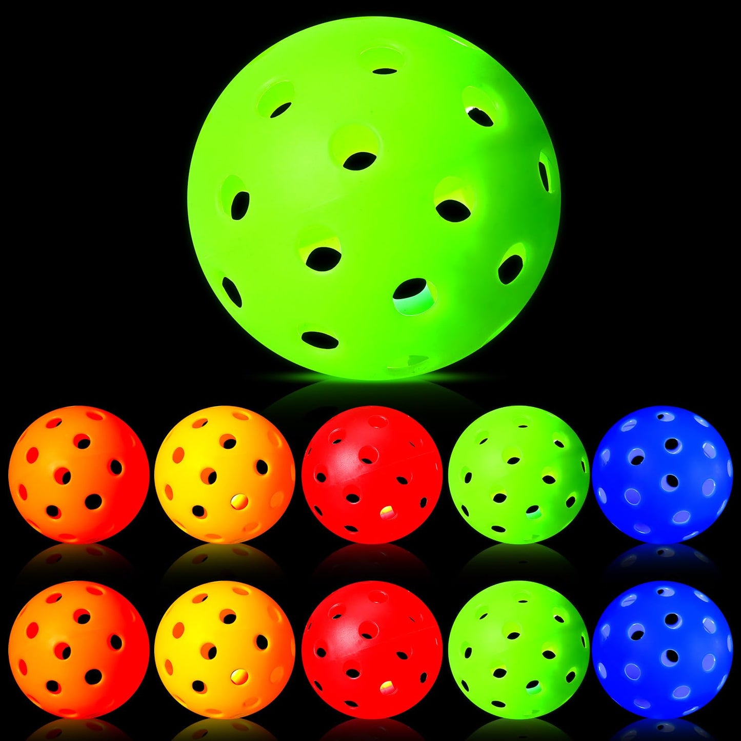 Arrowbash 10 Pack Light Up Baseball Glow in the Dark Practice Baseballs & Softballs LED Practice Balls Luminous Training Baseballs Hollow Airflow Softball Ceiling Balls for Teen Adult Baseball Fan
