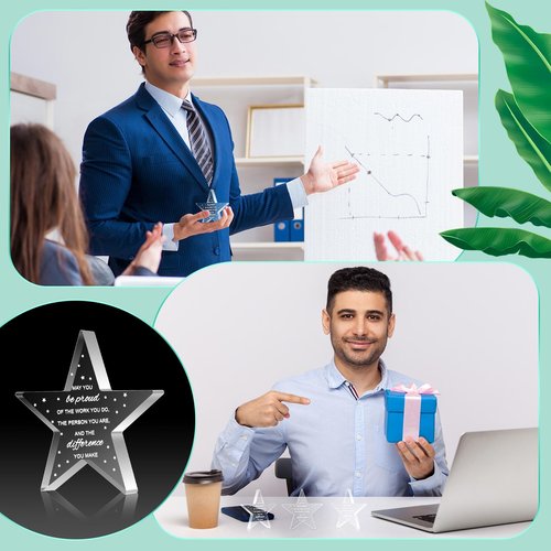 Huquary Employee Appreciation Awards for Coworker Employee of The Month Trophy Acrylic Thank You Gift Bulk Be Proud of The Work You Do Keepsake for Retirement Farewell(24 Pcs,Star)