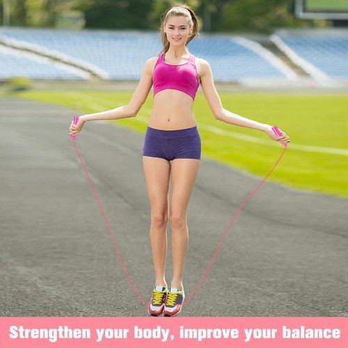 EXTRAPINS 30 PCS Pink Jump Ropes Bulk, Adjustable Plastic Skipping Rope, 7.3 Feet Jump Ropes for Kids, PVC Jumping Rope for Party Favor Birthday Gifts, Indoor Outdoor Activity