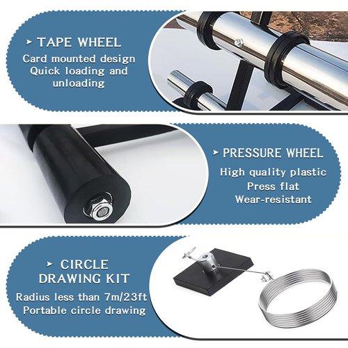 YTQHERQR Court Line Tape Machine, Tape Line Striping Machine, Floor Marking Machine, Height 27.56-32.28 inches for Tiles, Concrete, Asphalt or Driveway You Can Draw The Lines Curves Circles You Want