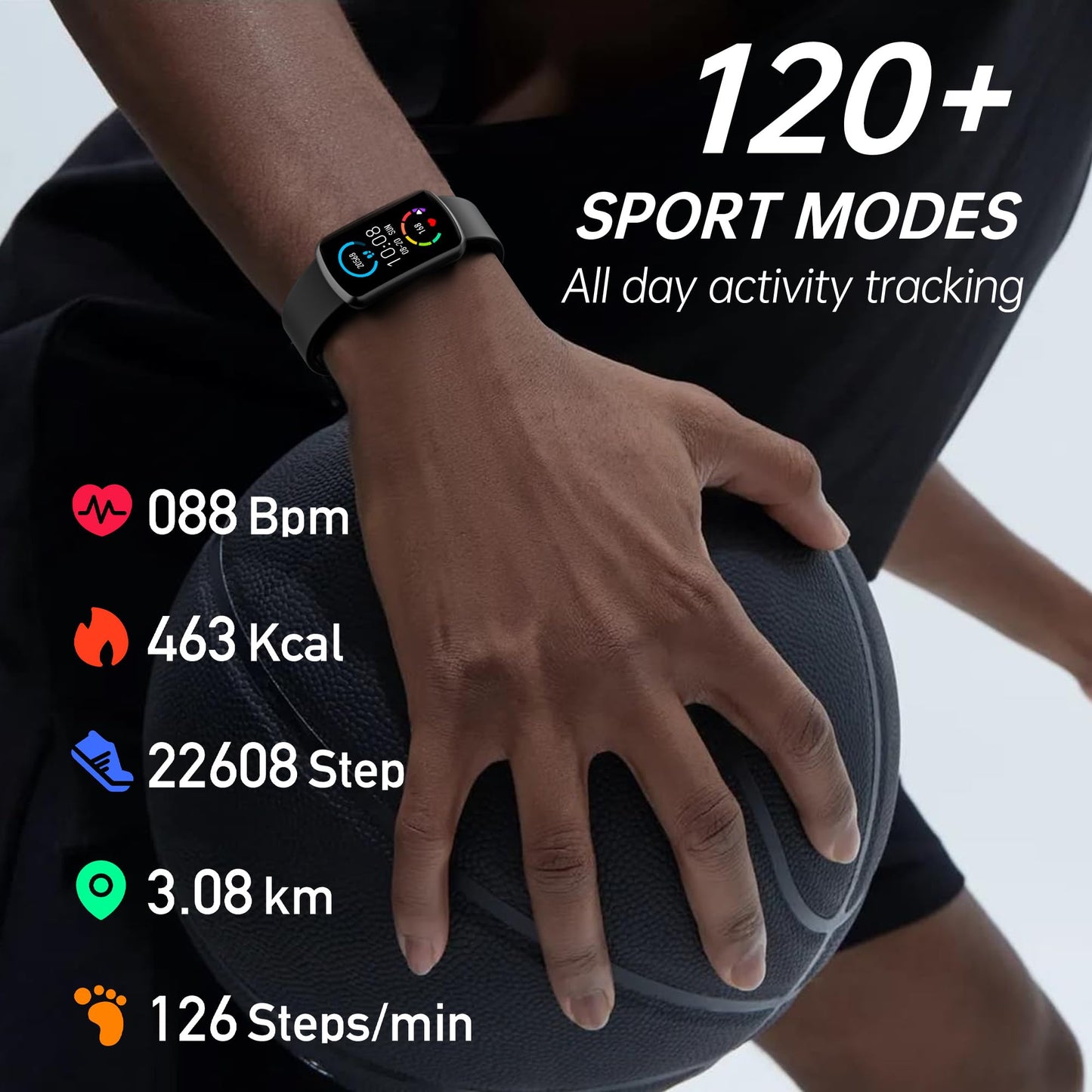 Sunorshop Health Fitness Tracker with 24/7 Heart Rate, Smart Watch with Blood Pressure and Blood Oxy-gen Monitor, Bulit-in 120+ Sport Mode, Waterproof Sleep Tracker for Women Men (Purple)