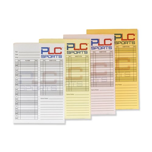 PLC Sports Baseball Softball Lineup Cards | 4 Part Carbon Copy | 5.5" x 8.5" | Game Notes Section with 12 Batter Order | Pack of 60