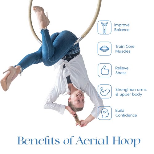 Aum Active Aerial Hoop 90cm/95cm Single Point Lyra Hoop Set, Includes Storage Bag, Carabiners, Swivel, Strop, and Tape for Beginners, Home Practice, and Circus Ring