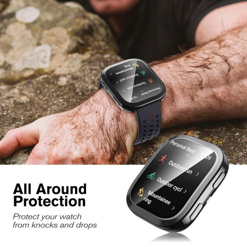 Fintie 3 Packs Screen Protector Case Compatible with Amazfit Bip 6, Soft TPU Plated Bumper Full Protective Cover Cases Scratch-Proof, Black/Clear/Silver
