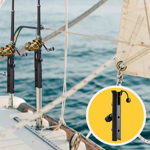 VEXPLO Adjustable Pole Mount Bike Fishing Rod Holder for Bicycle, Chairs, Cart, Scooter, Motorcycle, ATV & Beach Car, Bike Fishing Pole Holder Rack with Mount Clamp (1.6" Inner Diameter)
