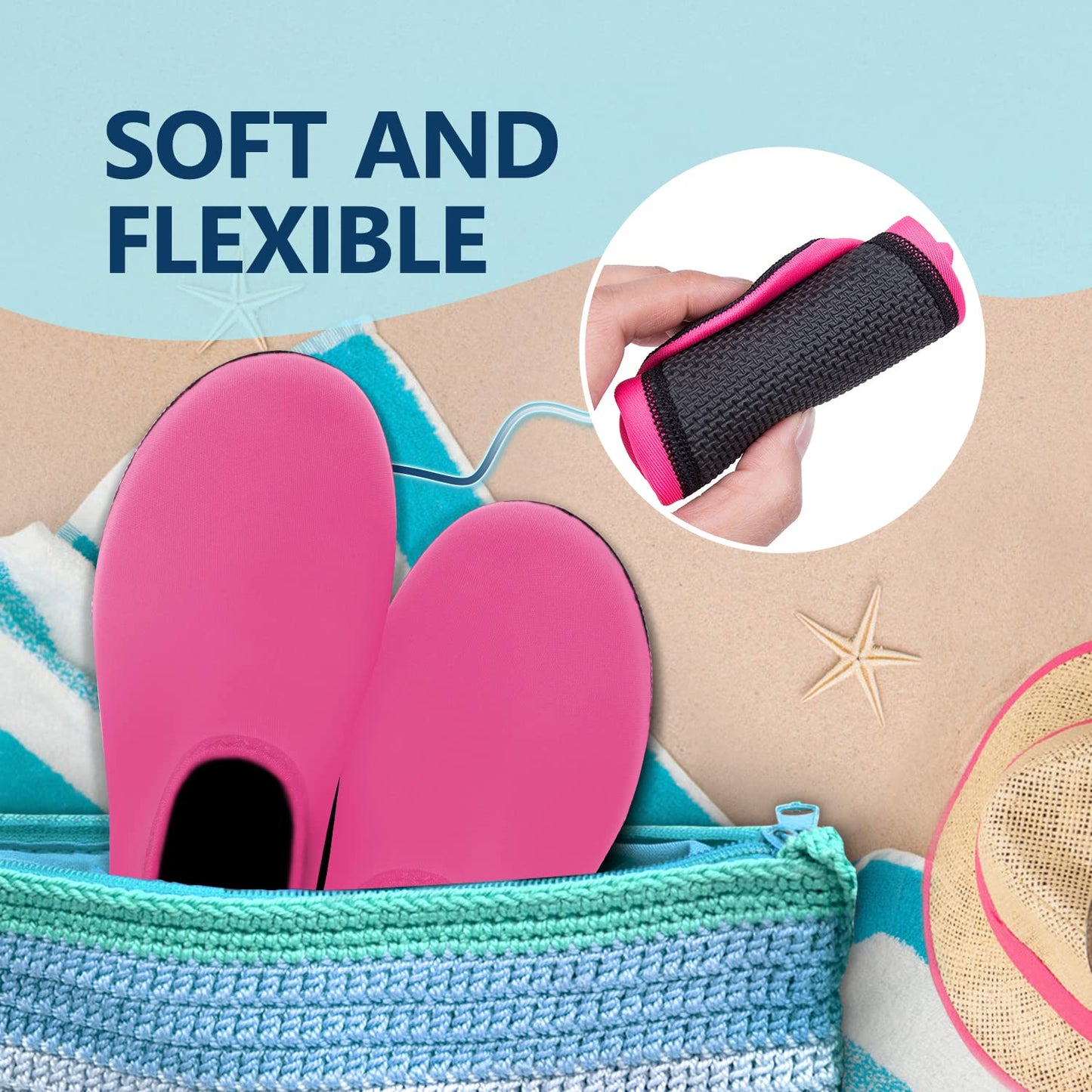JACKSHIBO Water Shoes for Women Men Swim Shoes Water Socks for Cruise Essentials Swimming Aqua Beach Pool Yoga Surf