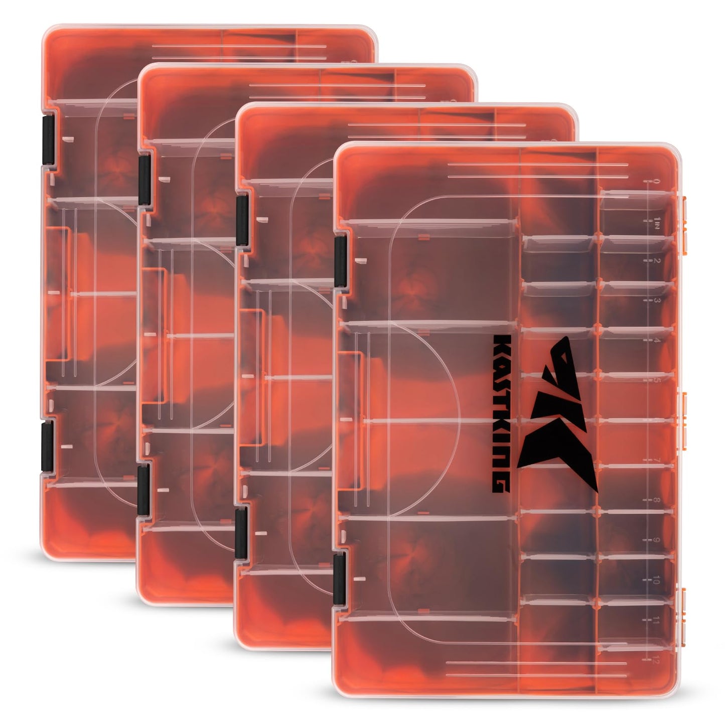 KastKing Bait Vault Camouflage Tackle Box, Plastic Fishing Tackle Box Storage Organizer with Removable Dividers, 4 Packs Tackle Trays Terminal Tackle Storage, Right Angle Lure Boxes