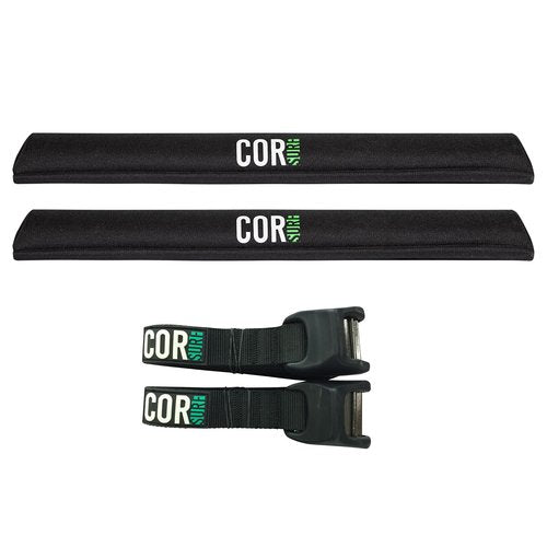 Aero Roof Rack Pads and Premium Scratch Resistant Silicone Buckle Tie Down Straps for Surf, SUP, Kayak and Canoe (28" Large) by COR Surf