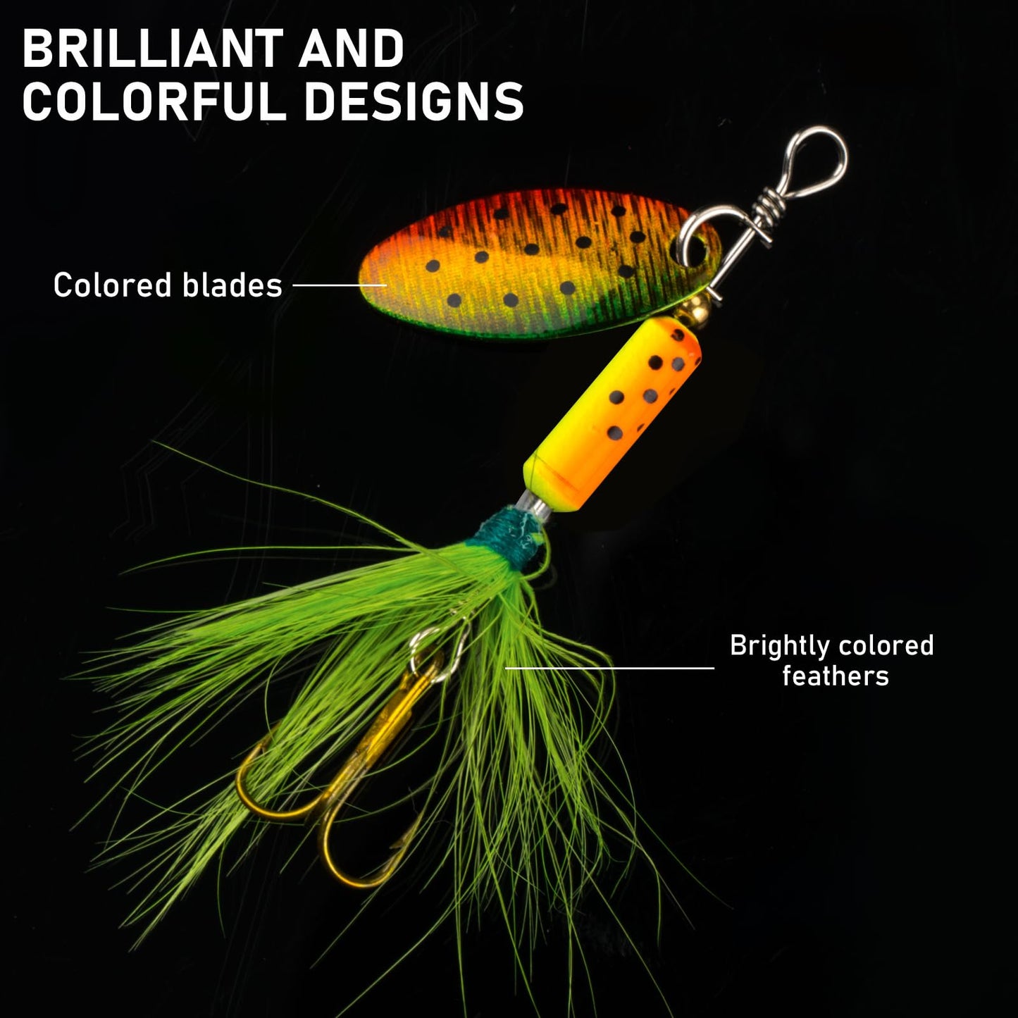 THKFISH Spinner Baits Fishing Spinners Spinnerbait Trout Lures Fishing Lures for Bass Trout Crappie