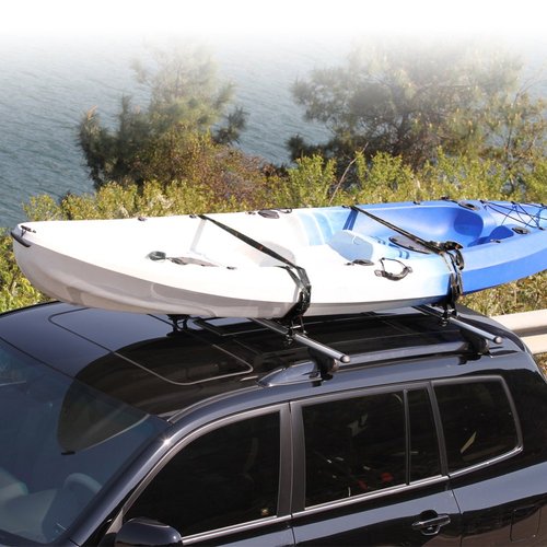 Onefeng Sports 135LB Kayak Saddle, Aluminum Rustless Kayak Roof Rack with 1.5" Width Tie Down Straps for Carrier Canoe Boat Paddle Board Surfboard, to Mount on Car SUV Truck Crossbar