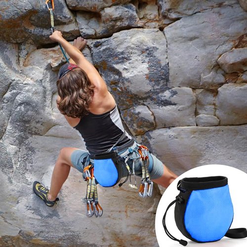YERGOFE Climbing Chalk Bag - Adjustable Black Chalk Bag for Rock Climbing Equipment, Black