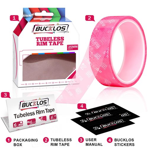 BUCKLOS Tubeless Rim Tape 17/19/21/23/25/28/30/32/35mm Width x 10m Length, Bike Wheel Rim Tape Suitable for Tubeless MTB/Road/Gravel Bikes Wheel Carbon Tubeless Kit -25mm