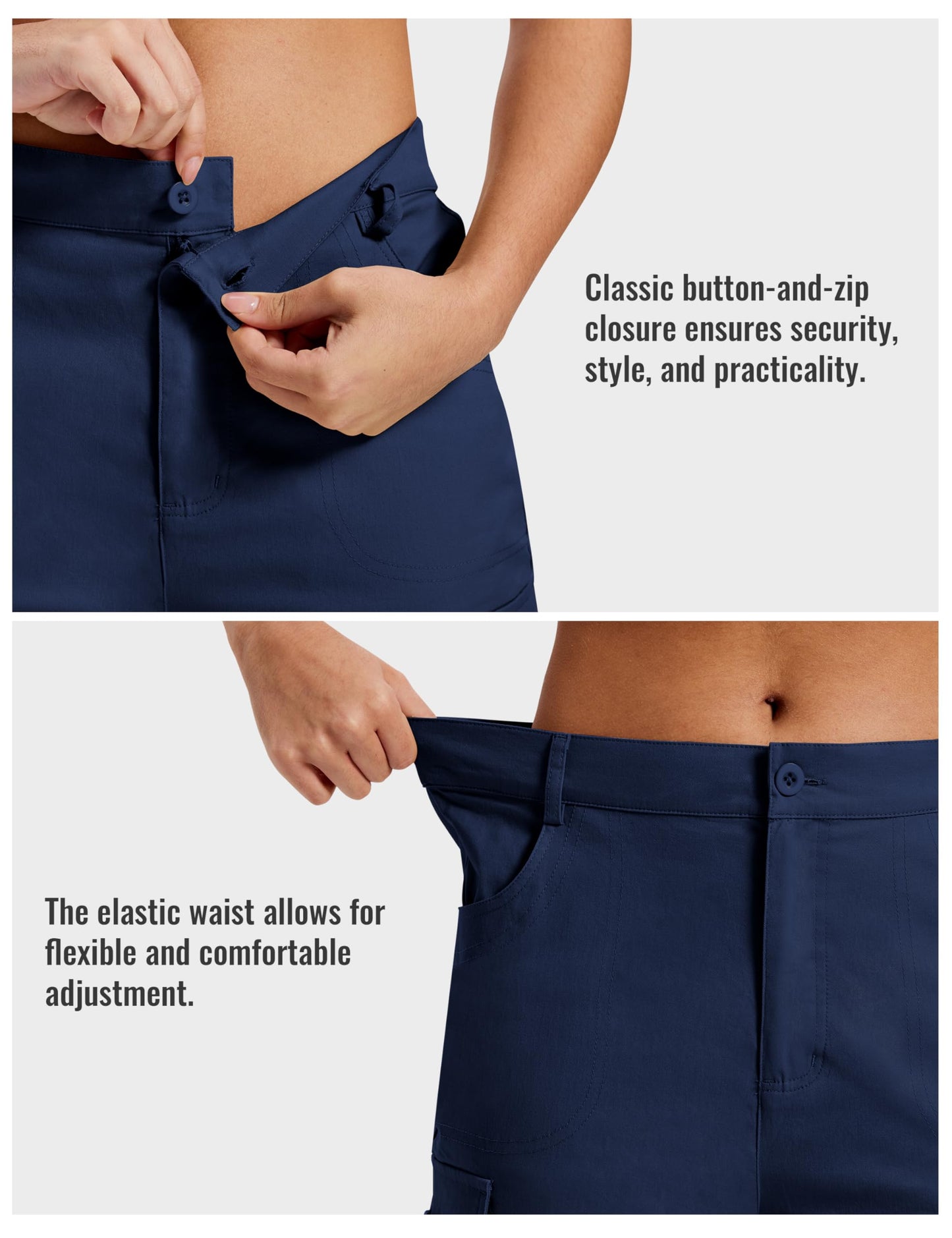 MoFiz Cargo Capris for Women Breathable Cotton Ladies Summer Pants Navy XL