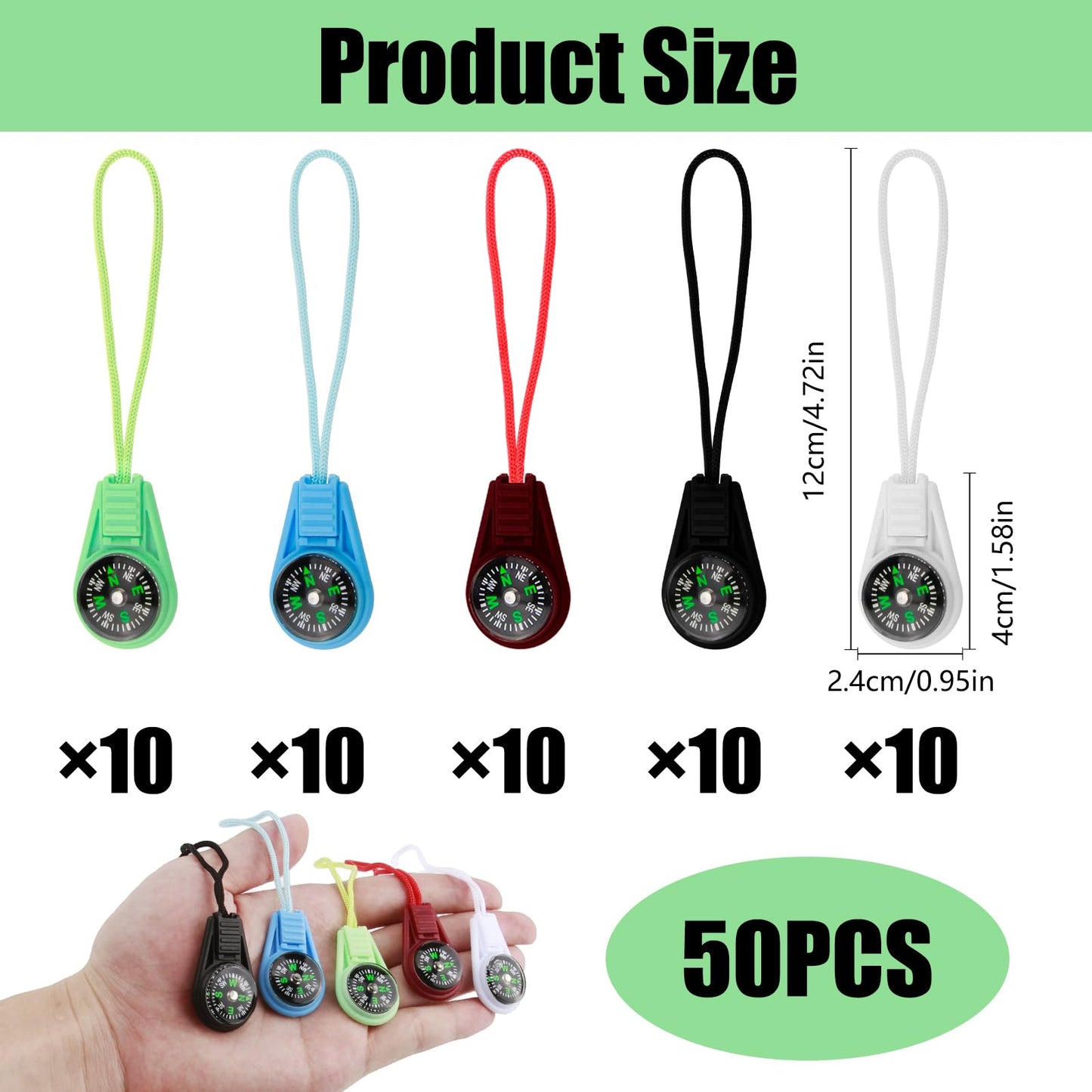 YENOVO 50 Pcs Mini Bulk Compass with Nylon Lanyard, 1 Inch Portable Direction Finder for Hiking, Camping, Travel, Emergency Kits, Backpack or Keychain Outdoor Accessories