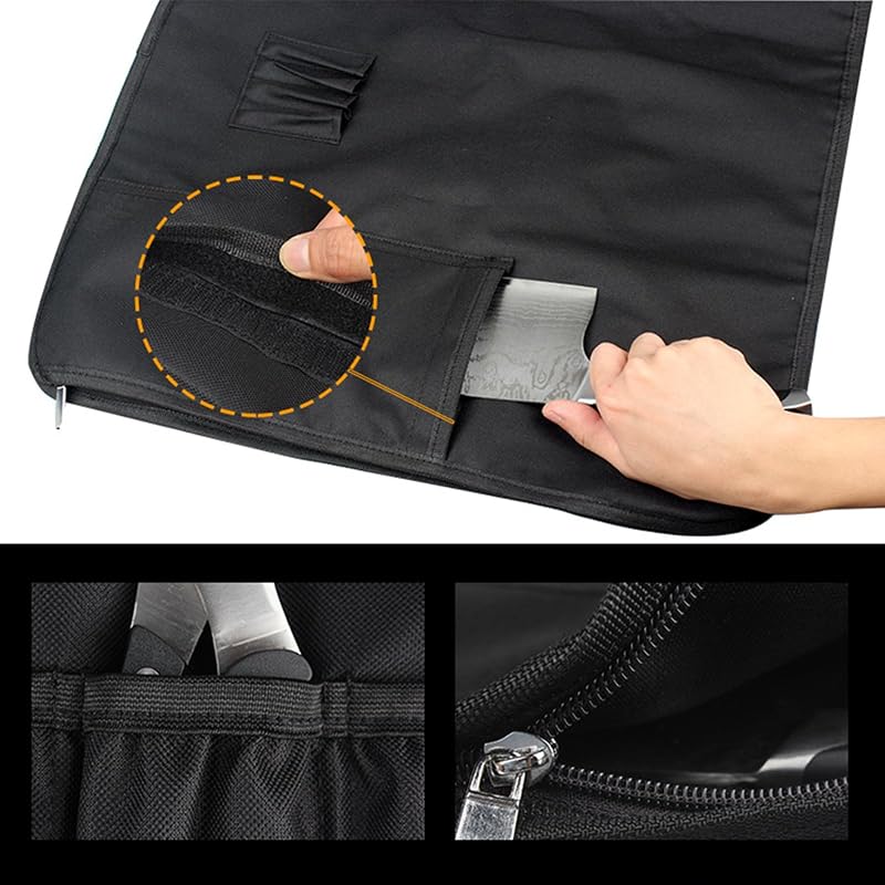 Large Capacity Knife Roll Bag with Handle & Shoulder Strap – 15 Slots Chef Knife Case