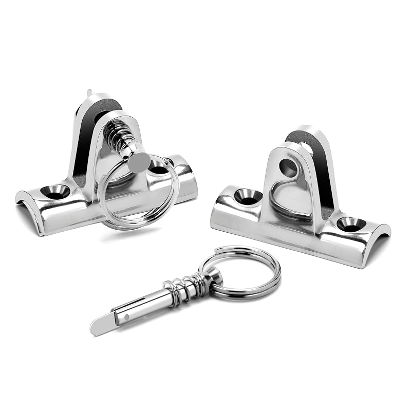 316 Stainless Deck Hinge with Quick Release Pins for Bimini Top (2 Pack)