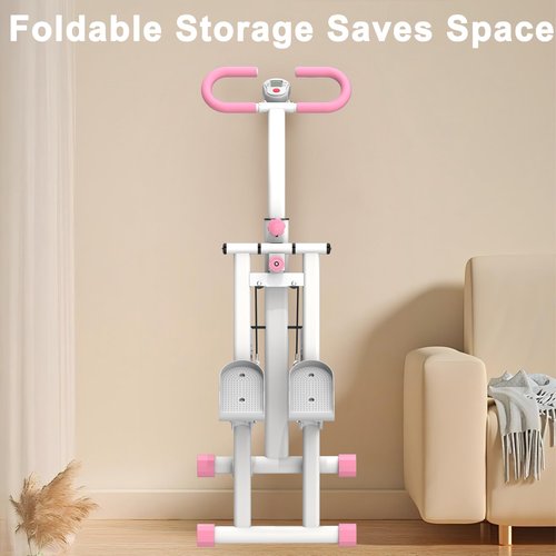Stair Stepper for Home,Vertical Climber Workout Machine with Stable Frame and Adjustable Handlebar for Legs Workouts,Full-Body Cardio Workout Equipment for Women & Men (Pink)