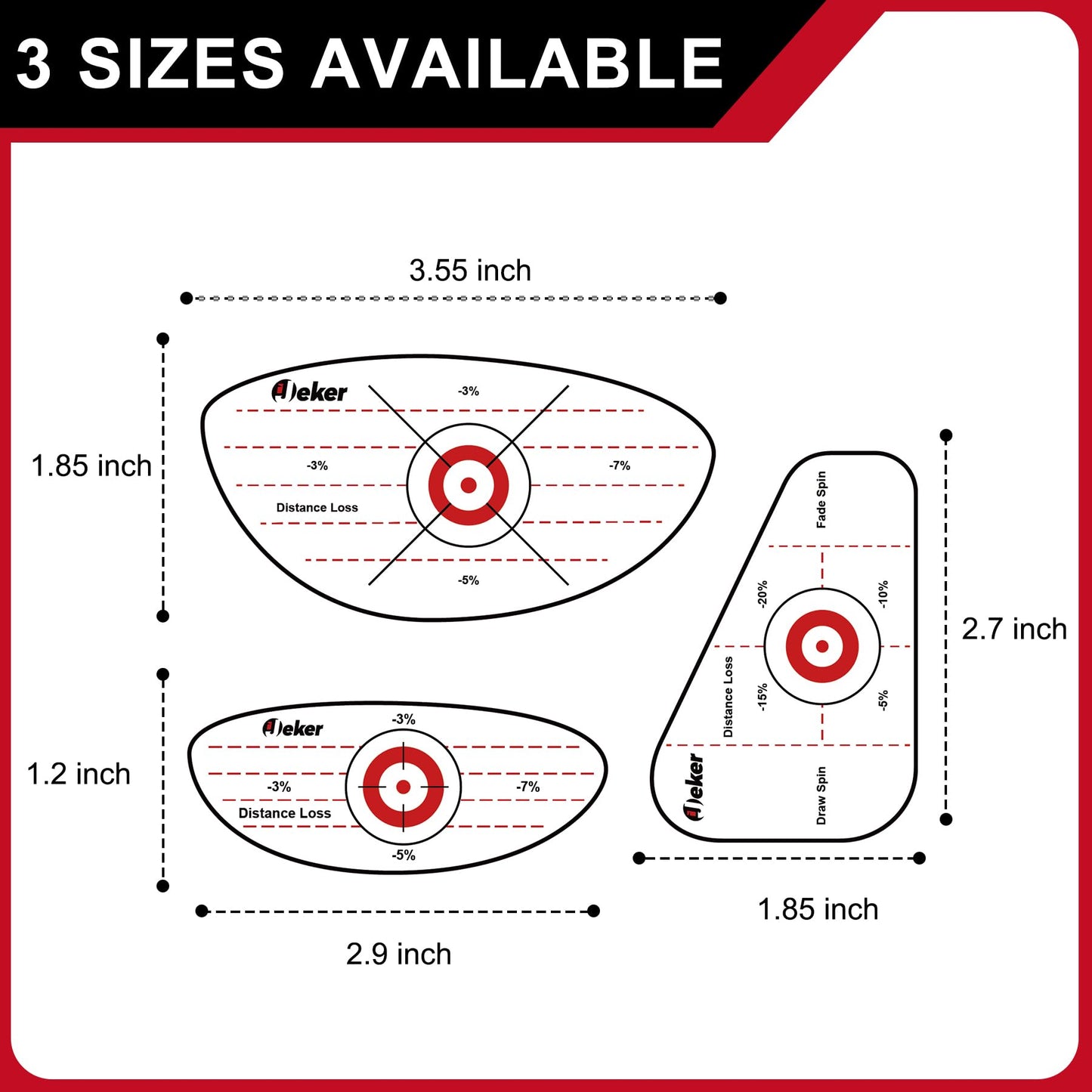 IJEKER Golf Impact Tape - High-Resolution Strike Stickers for Iron, Wood & Fairway Clubs, Non-Residue, Swing Training Aid Impact Labels, Mixed Club Types, 156pcs