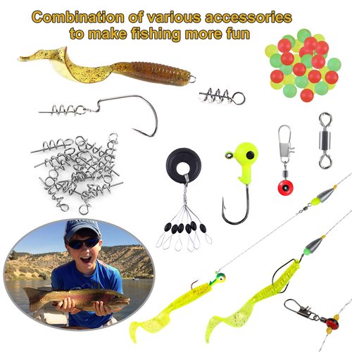 TOPFORT 187/343pcs Fishing Accessories Kit, Organized Fishing Tackle Box with Tackle Included, Hooks, Weights Sinkers, Fishing Gear and Equipment, Gift for Men