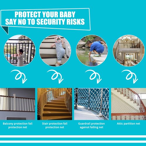 Bunifa Climbing Cargo Net for Kids Outdoor Balcony Safety Net Rope Netting Playground Climbing Net Stairway Railing Safety Net for Children Pets Toys Knotless Polyester Sports Netting