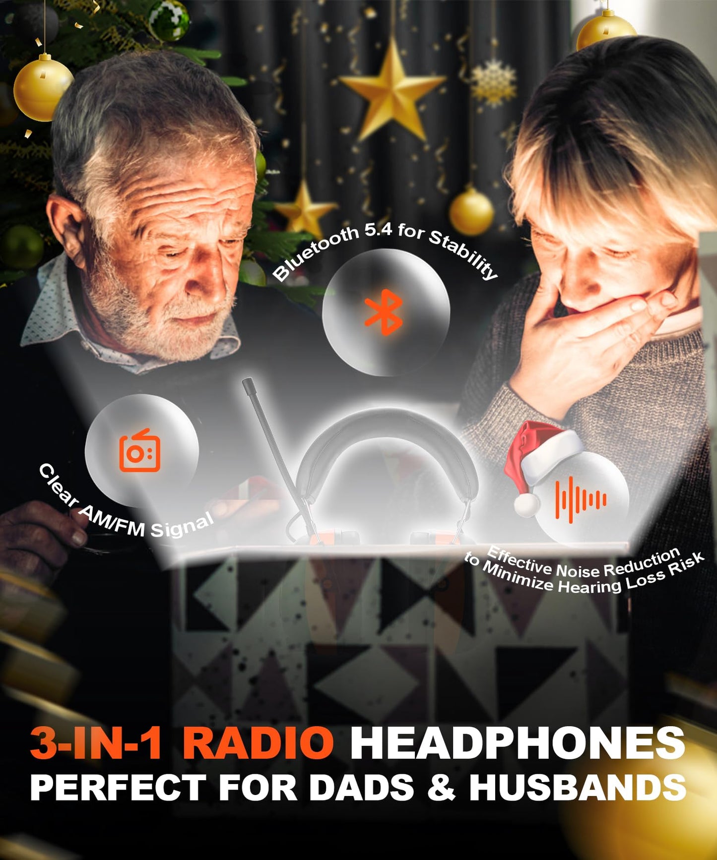 PROHEAR 033 2.0 Upgraded Bluetooth Hearing Protection AM FM Radio Headphones - 31SNR Noise Reduction Ear Muffs with Long-Lasting Stable Rechargeable Battery - 50 Hrs for Mowing Snowblowing - Orange