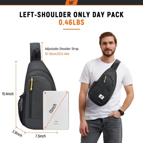 SKYSPER Sling Bag RFID Crossbody Sling Backpack Cross Body Shoulder Travel Bag Hiking Daypack for Women Men(Black)