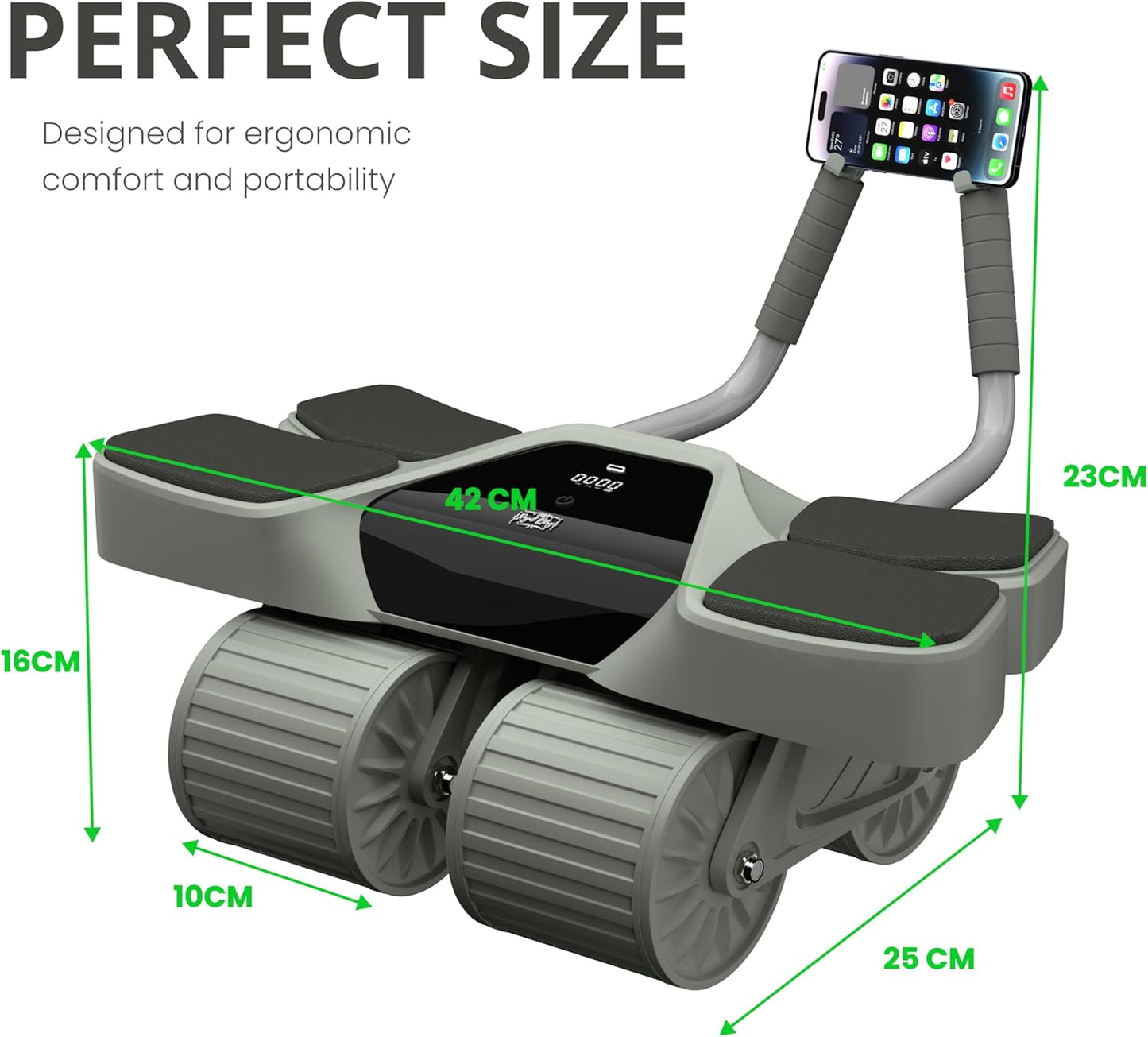 2025 New 4-Wheel Abdominal Roller with Elbow Support : Latest Upgraded High-Performance Exercise Machine With Automatic Rebound, Multi- layered Anti-Slip Design with Calorie Counting LCD Screen