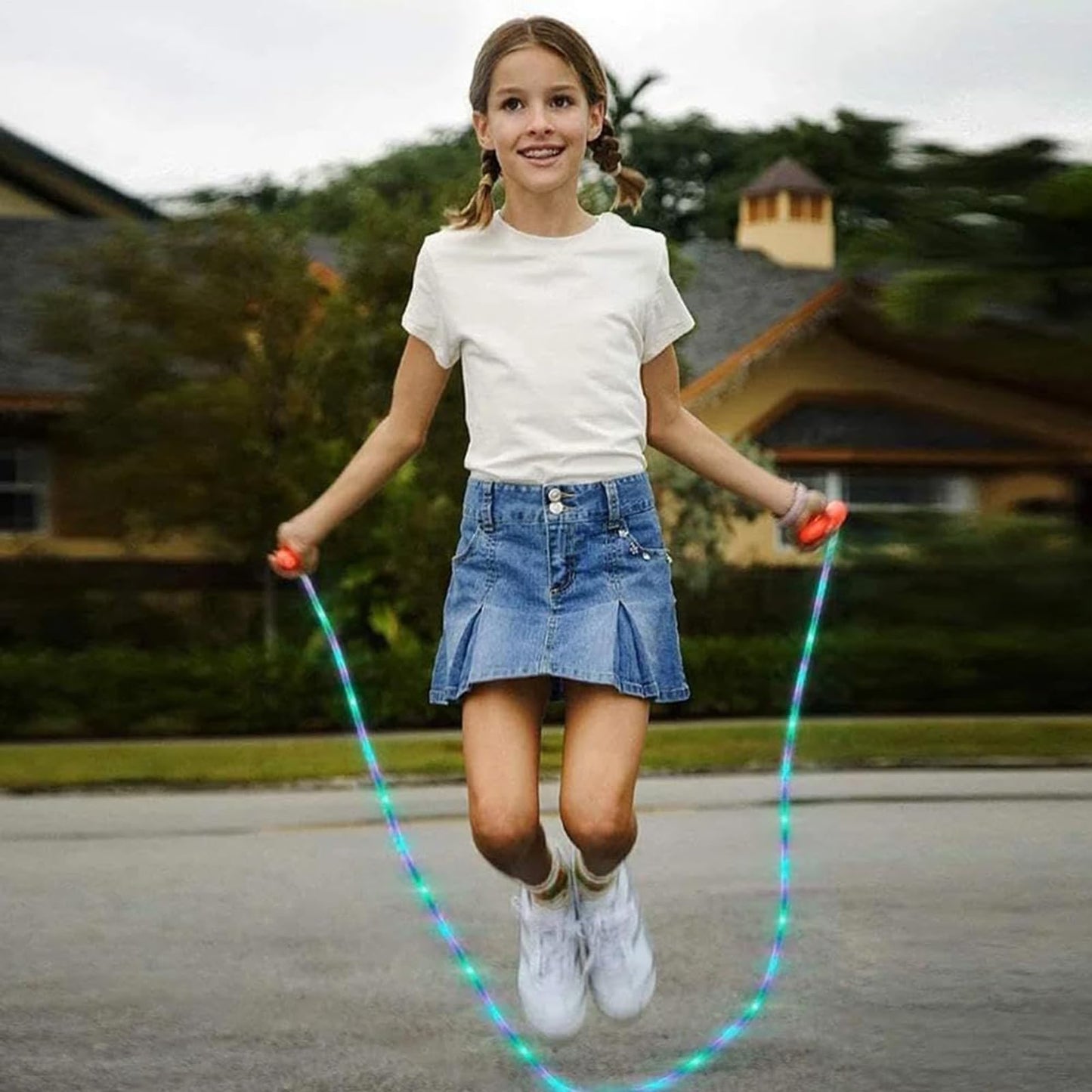 LED Jump Rope - Rechargeable Light Up Skipping Cable, Adjustable Fitness Equipment | Non-slip Fitness Equipment Sport Accessories, Illuminated Exercise Tool, Workout Gear for Women, Girls,