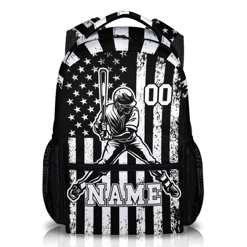 Homexzdiy Kids Backpack for Boys, Custom Baseball School Backpacks for Sports Lovers, Personalized with Name 17'' Lightweight Baseball Bookbag for Elementary Middle School, Back to School Gifts