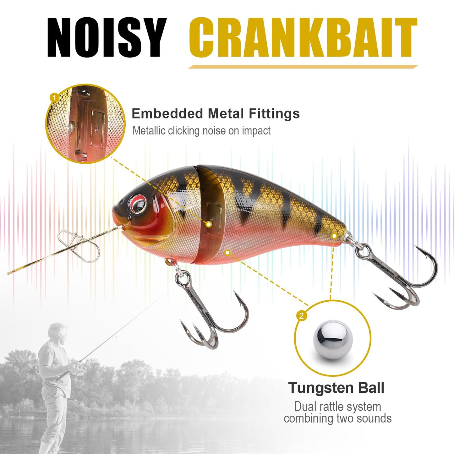 TRUSCEND Easy Catch SwimMax with BKK Hooks, Magic Noisy Wiggling and Vibrating Actions for More Bites, Lifelike Fishing Lures for Bass Trout Walleye Crappie, Strongest Dyneema Fiber Jointed Swimbaits