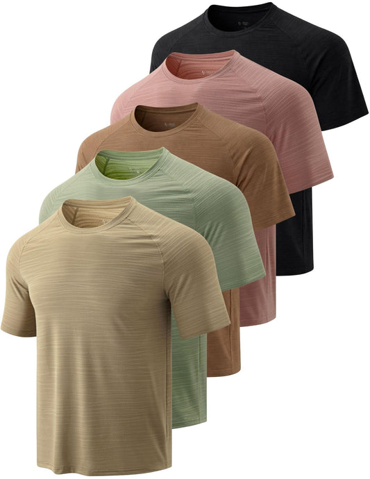 5 Pack Men’s Active Quick Dry Crew Neck T Shirts | Athletic Running Gym Workout Short Sleeve Tee Tops Bulk (Set 19, 5X-Large)