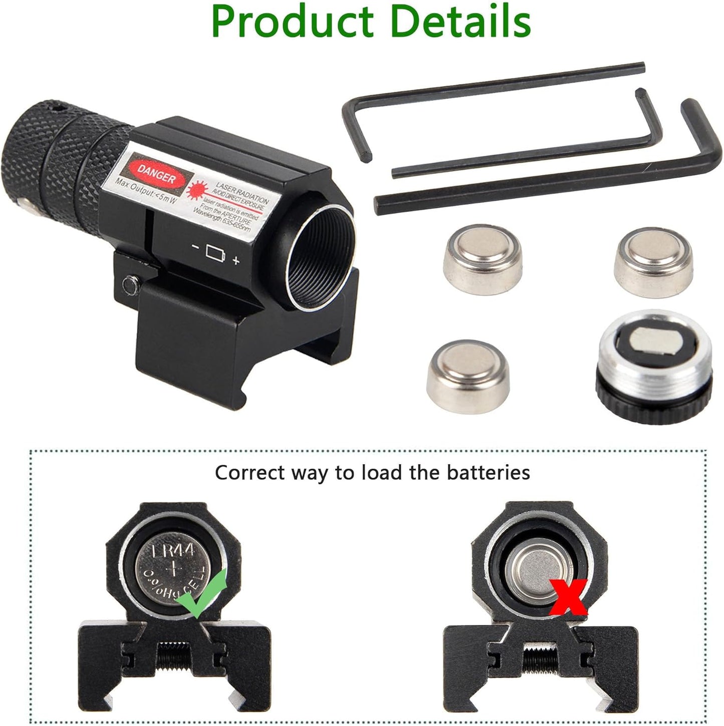 KASENTE Red Laser Beam Sight with 21mm Picatinny Weaver Rail Mount for Airsoft Gun Pistol Rifle
