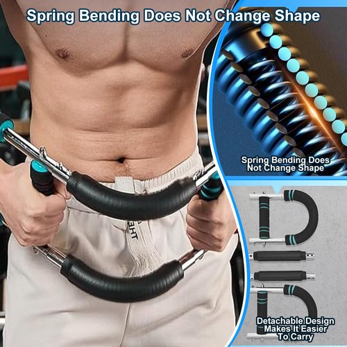 Adjustable 40-100lb Twister Arm Trainer - Portable Chest, Shoulder & Arm Workout Equipment - Detachable Forearm Strengthener for Home Fitness(Blue-Black)