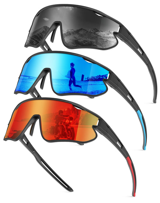 KALIYADI Polarized-Sunglasses Men Polarized Cycling-Sunglasses: Sports Sun Glasses for Running Cycling UV400 Protection