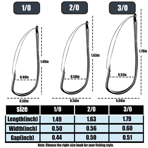 9KM DWLIFE Weedless Wacky Rig Hooks 30PCS Bass Hooks High Carbon Steel with Wire Guard for Neko Rig 2/0#