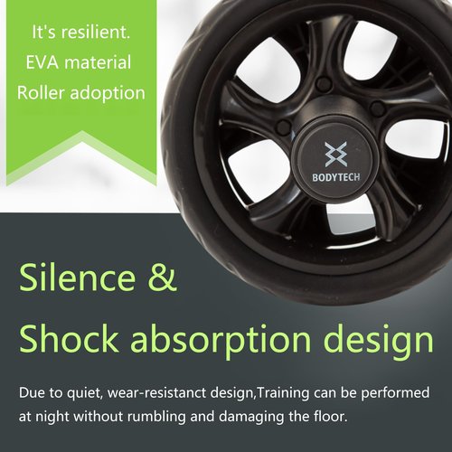 BODYTECH ABS Exercise Roller Wheels workout for Abdominal Core Strength. With fam handle and Knee pad. (Black) BTS91NH001A